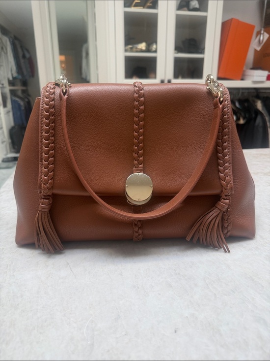 Chloe Handbags - Chloé Penelope Medium Caramel Brown Leather Shoulder Crossbody Bag